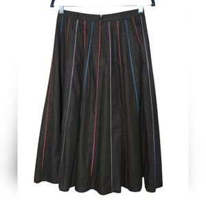 Vintage Klein Paris Petit A-Line Midi Skirt w Multicolor Stripes Size Small